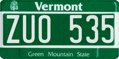 VT license plate ZUO535