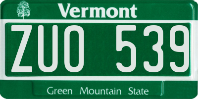 VT license plate ZUO539