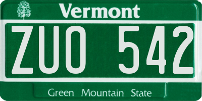 VT license plate ZUO542