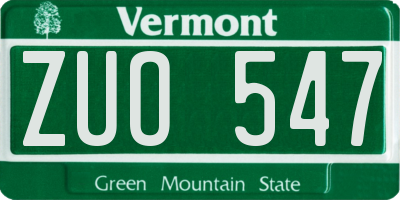 VT license plate ZUO547