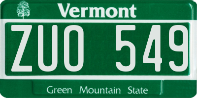 VT license plate ZUO549