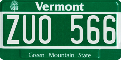 VT license plate ZUO566