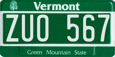 VT license plate ZUO567