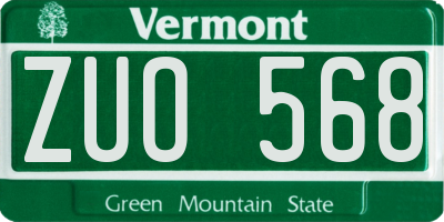 VT license plate ZUO568