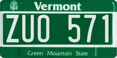 VT license plate ZUO571