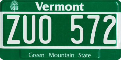 VT license plate ZUO572