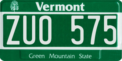 VT license plate ZUO575