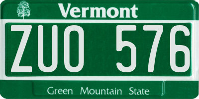 VT license plate ZUO576