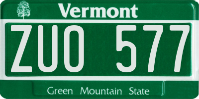 VT license plate ZUO577