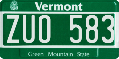 VT license plate ZUO583