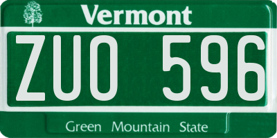 VT license plate ZUO596