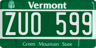 VT license plate ZUO599