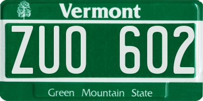 VT license plate ZUO602