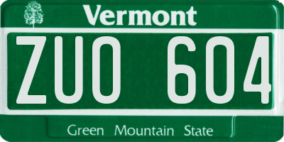 VT license plate ZUO604