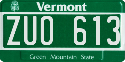 VT license plate ZUO613