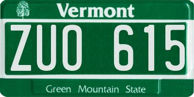 VT license plate ZUO615