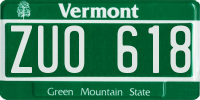 VT license plate ZUO618