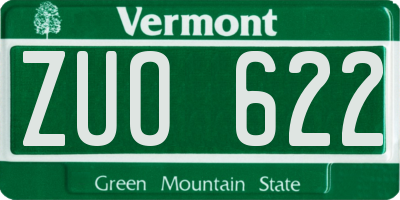 VT license plate ZUO622