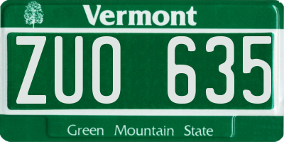 VT license plate ZUO635