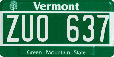 VT license plate ZUO637