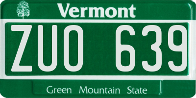 VT license plate ZUO639