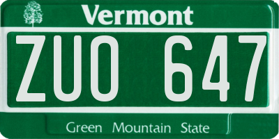 VT license plate ZUO647