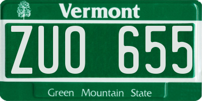 VT license plate ZUO655