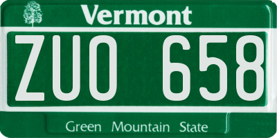 VT license plate ZUO658