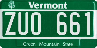 VT license plate ZUO661