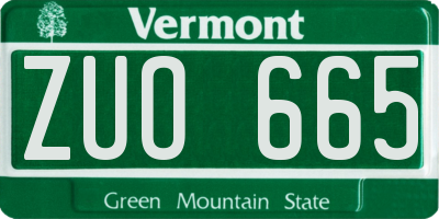 VT license plate ZUO665