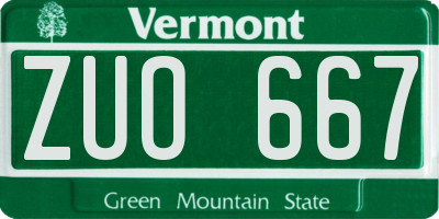VT license plate ZUO667