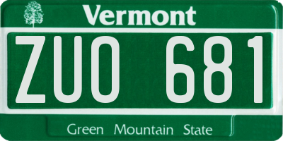 VT license plate ZUO681