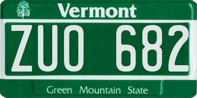 VT license plate ZUO682