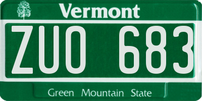 VT license plate ZUO683