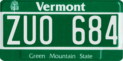 VT license plate ZUO684
