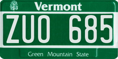 VT license plate ZUO685