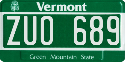 VT license plate ZUO689