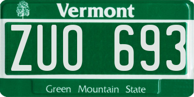 VT license plate ZUO693