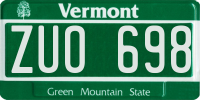 VT license plate ZUO698