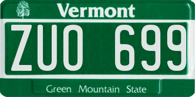 VT license plate ZUO699