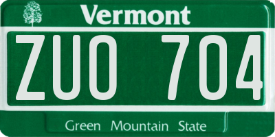 VT license plate ZUO704
