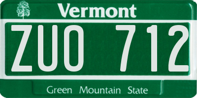 VT license plate ZUO712