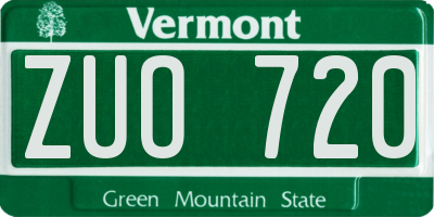 VT license plate ZUO720