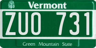 VT license plate ZUO731