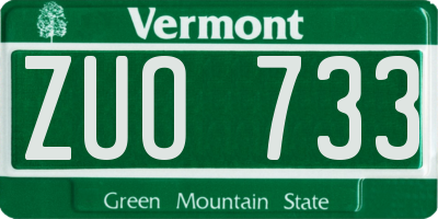 VT license plate ZUO733