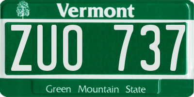 VT license plate ZUO737