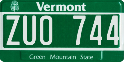 VT license plate ZUO744