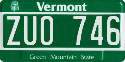 VT license plate ZUO746