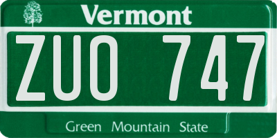 VT license plate ZUO747