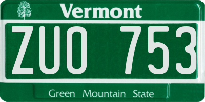 VT license plate ZUO753